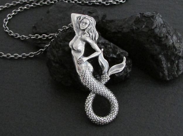 Sailor's Fantasy - Mermaid Necklace in Antique Silver