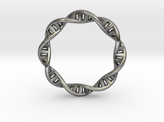 DNA Double Helix Plasmid Ring in Polished Silver: 6.5 / 52.75
