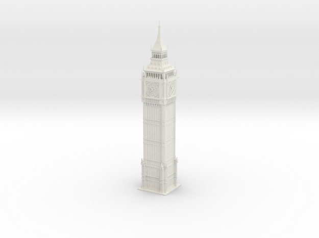 1:1000 Miniature Big Ben in White Natural Versatile Plastic: 1:1000
