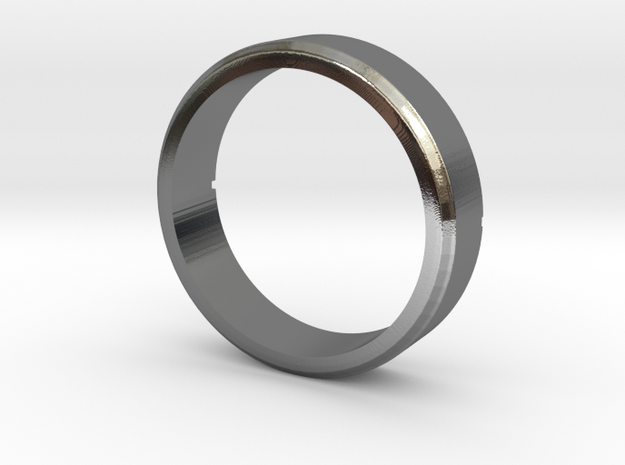 Modern Round Ring  in Fine Detail Polished Silver