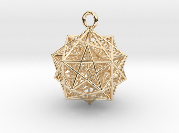 Starcage with internal stellated Icosahedron in 14k Gold Plated Brass