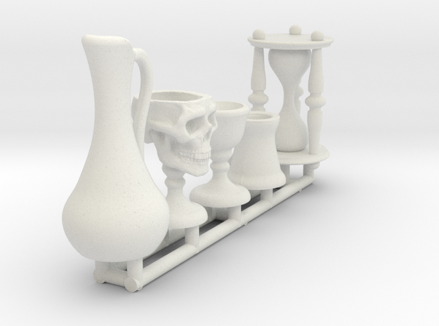 Skull chalice set for 1:18 figures in White Natural Versatile Plastic
