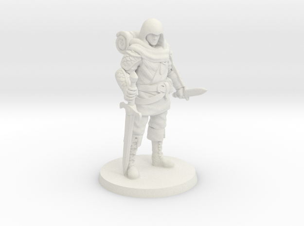 Mercenary w/ Sword and Dagger in White Natural Versatile Plastic
