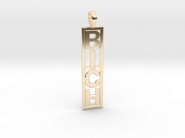 Vertical Name Engraved Pendant  in 14k Gold Plated Brass