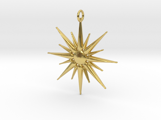 Vergina sun pendant in Polished Brass