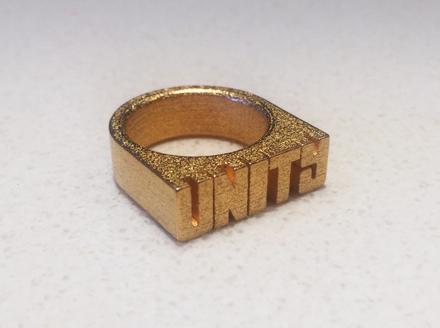 13.9mm Replica Rick James 'Unity' Ring in Polished Gold Steel