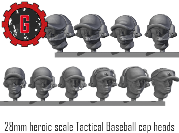 28mm heroic female tactical baseball cap heads in Tan Fine Detail Plastic: Small