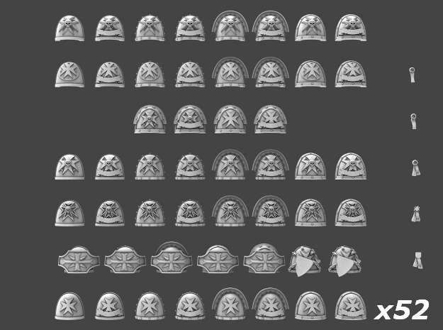 32004 Templar Shoulderpads x52 in Tan Fine Detail Plastic