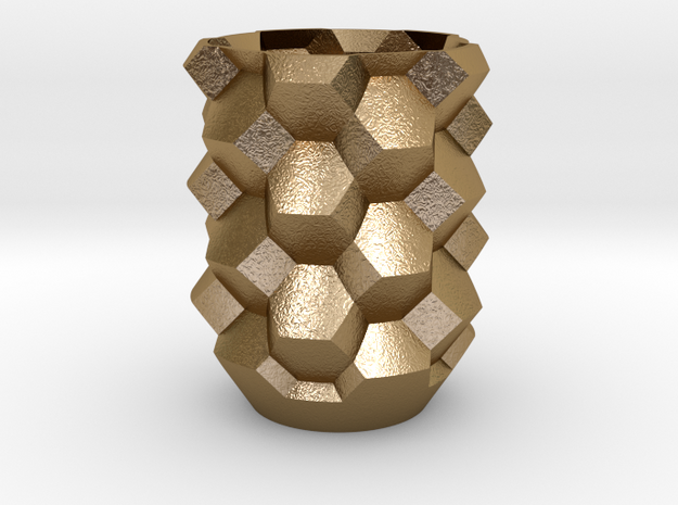 Truncated Octahedron Cup in Polished Gold Steel