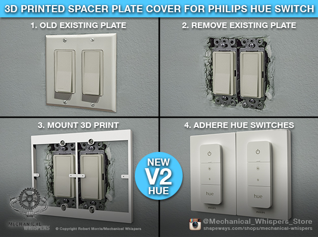 Philips Hue Dimmer Switch V2 Plate (US Decora) in White Natural Versatile Plastic