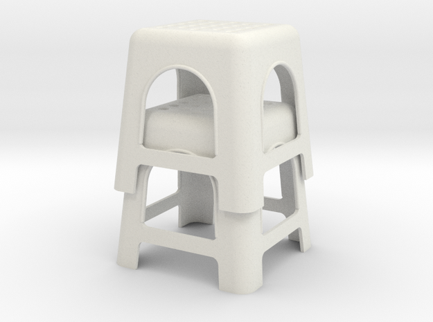 plastic stool in White Natural Versatile Plastic: 1:12