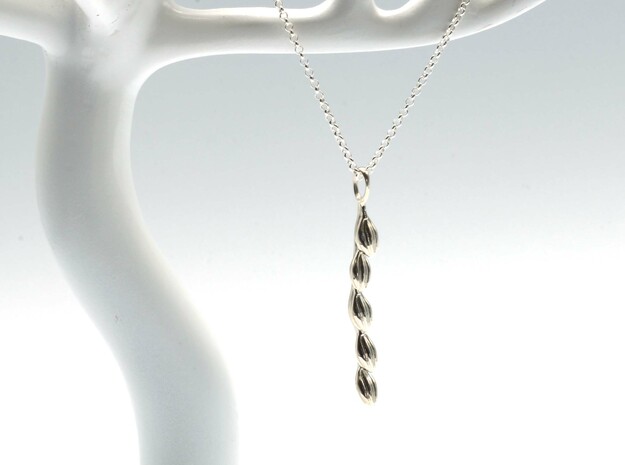 Rice Panicle Pendant - Botanical Jewelry in Polished Silver