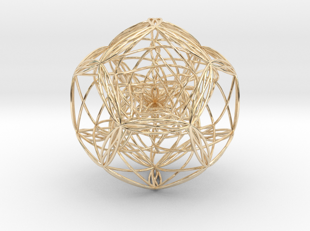 Blackhole in dodecahedron in 14k Gold Plated Brass