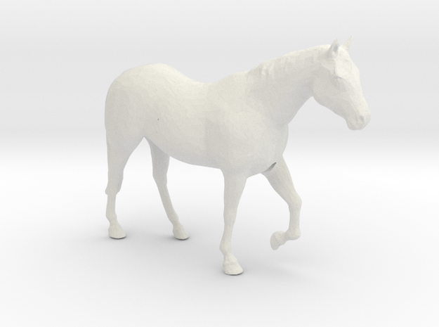 O Scale Walking Horse in White Natural Versatile Plastic