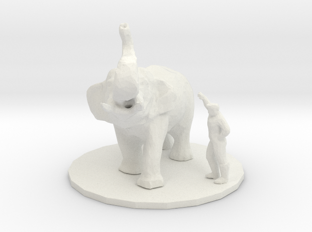 S Scale Elephant trainer in White Natural Versatile Plastic