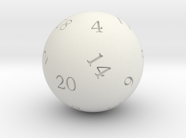 Sphere D20 in White Natural Versatile Plastic