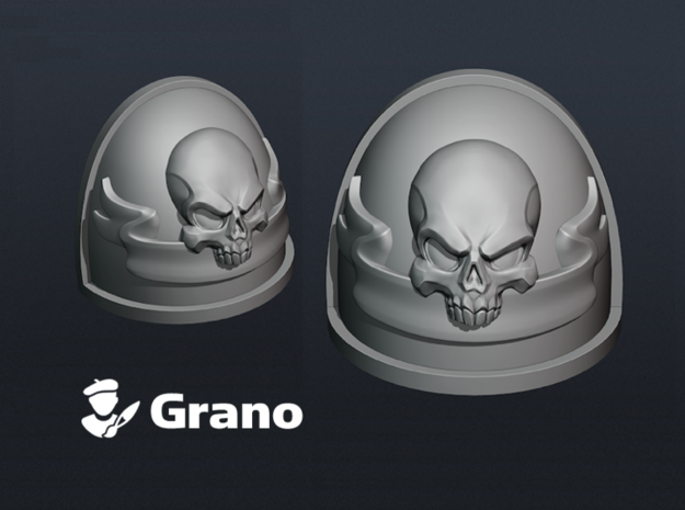 10x Scroll & Skull - G:4a Shoulder Pads in Tan Fine Detail Plastic