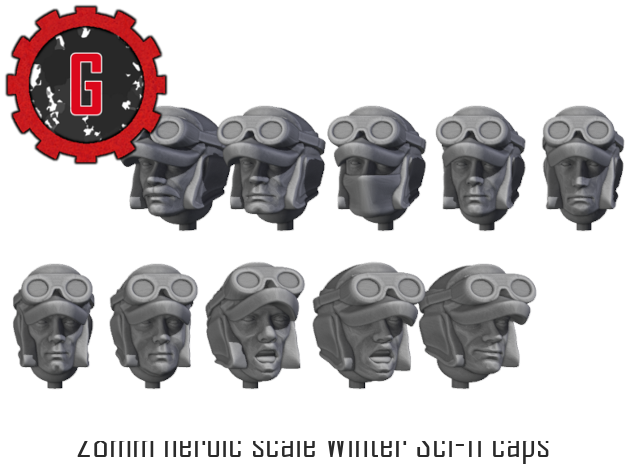 28mm Heroic Scale Winter Sci-Fi cap Character Head in Tan Fine Detail Plastic: Small
