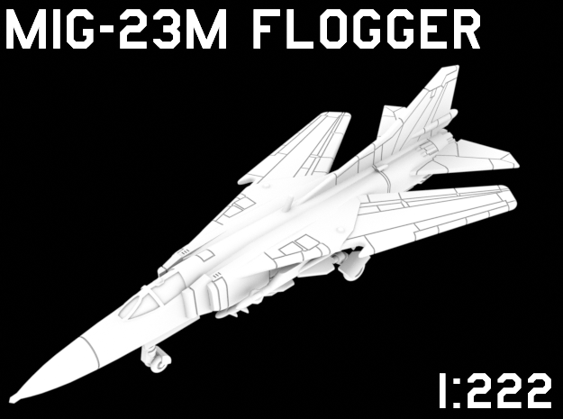 1:222 Scale MiG-23M Flogger (Loaded, Deployed)i in White Natural Versatile Plastic