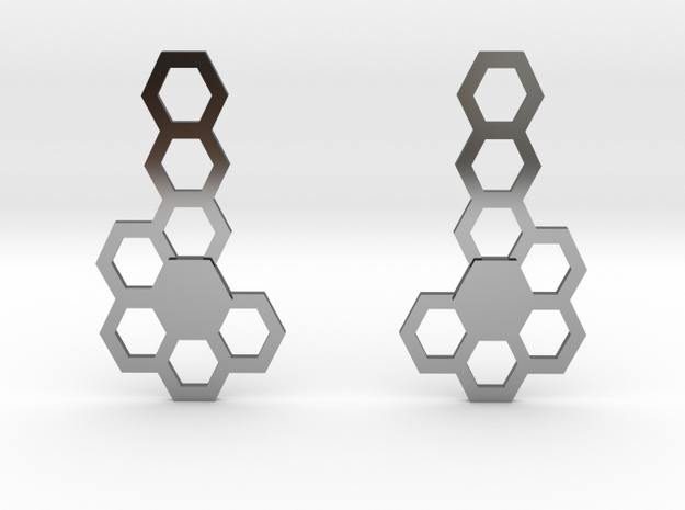 Honeycomb Earrings 34x18mm in Antique Silver