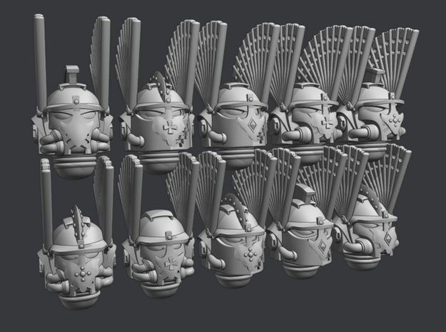 Winged Hussar Space Marines - 10x -20x helmets  in Smooth Fine Detail Plastic: d3