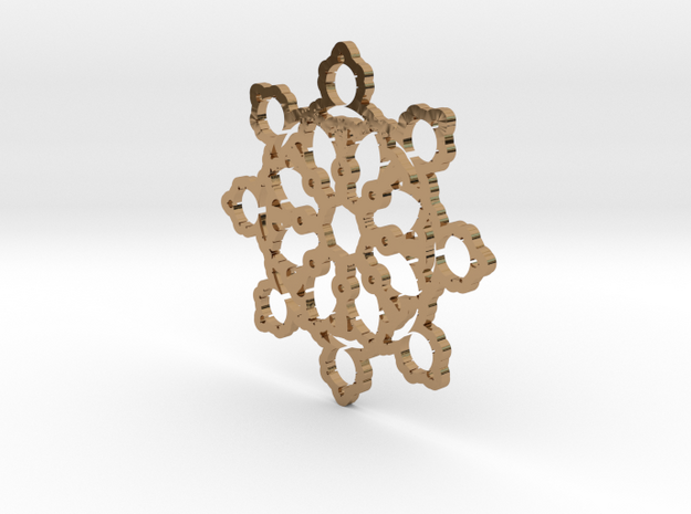 Mandelbrot Web Pendant 2 in Polished Brass