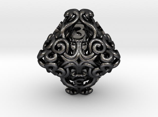 Cthulhu D8 (only number 3) in Polished and Bronzed Black Steel