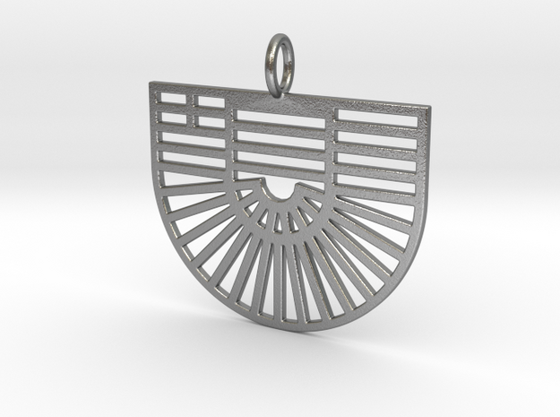 New Greek Flag & Sunbeams Pendant in Natural Silver