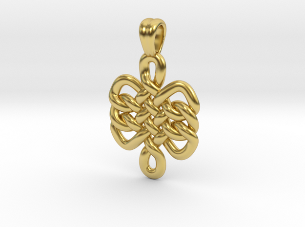 Triple knot [pendant] in Polished Brass