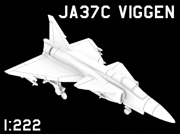 1:222 Scale JA 37C Viggen (Loaded, Deployed) in White Natural Versatile Plastic