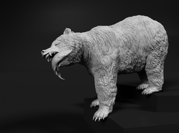 Grizzly Bear 1:6 Female with Salmon in White Natural Versatile Plastic