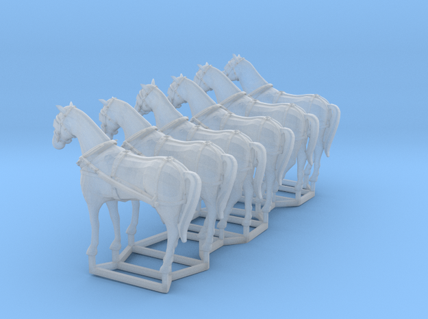6 pack S scale horses with harnesses in Smooth Fine Detail Plastic