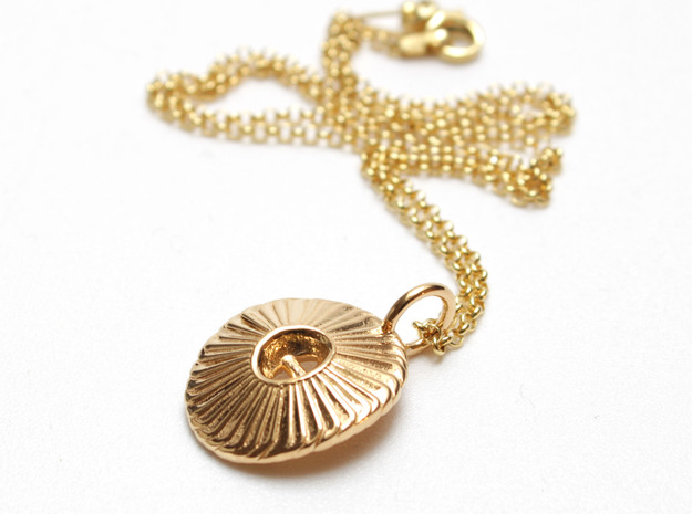 Single Coccolith Pendant - Marine Biology in 14k Gold Plated Brass