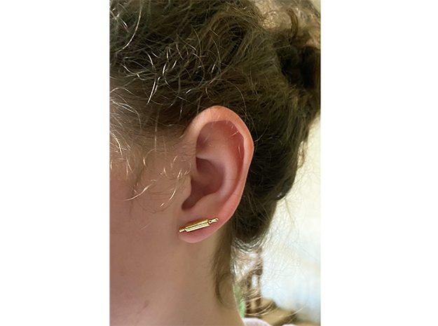 Rolling Pin earrings (studs) in 18k Gold Plated Brass