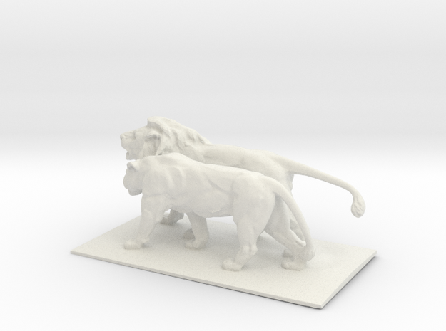 Lion and lionesse in White Natural Versatile Plastic