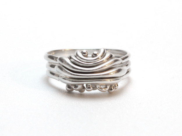 Golgi Apparatus Stacking Ring - Science Jewelry in Polished Silver (Interlocking Parts)