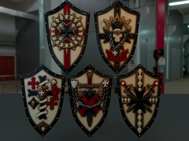 5-10x Templar Crusader Veteran Shields in Tan Fine Detail Plastic: Small