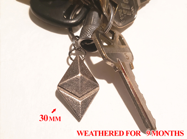 ETH Keychain/Necklace_30mm in Rhodium Plated Brass