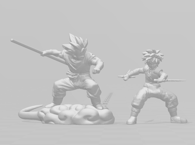 Goku on Flying Nimbus miniature model fantasy dnd in Tan Fine Detail Plastic