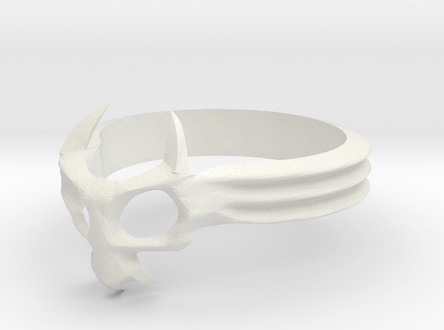 Skull Mask Ring -v3 in White Natural Versatile Plastic