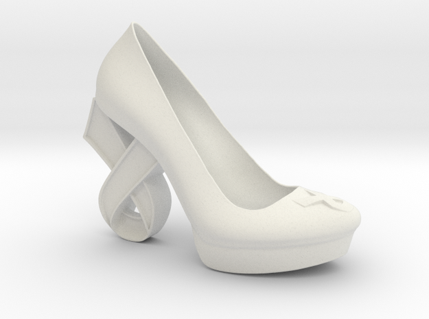 Right Cancer Ribbon High Heel in White Natural Versatile Plastic