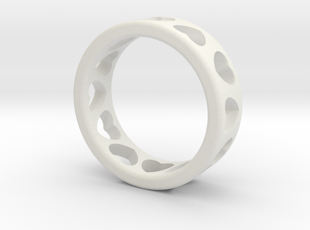 Ring with hearts in White Natural Versatile Plastic