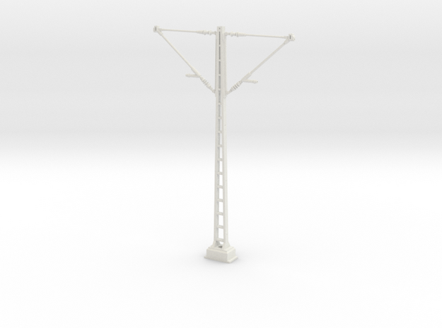 Catenary mast with double arms 78 mm - (1:32) in White Natural Versatile Plastic