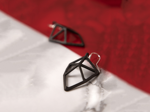 Divided Earrings in Matte Black Steel