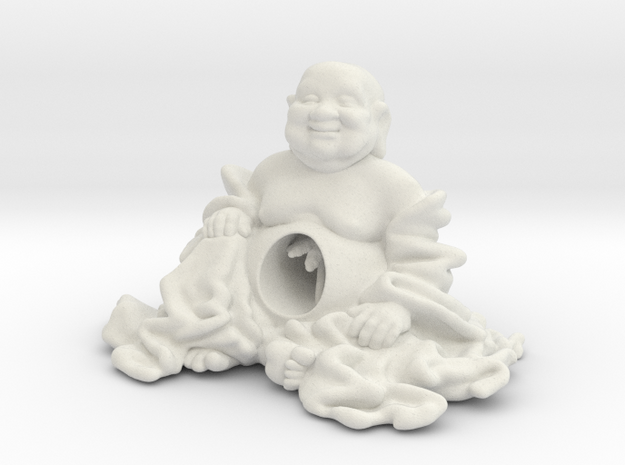 HOTEI AND TREE (7'' tall) in White Natural Versatile Plastic