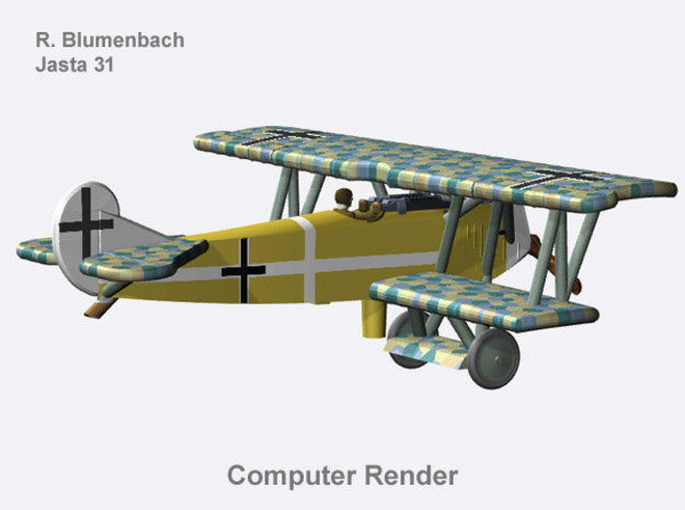 Robert Blumenbach Fokker D.VII (full color) in Natural Full Color Nylon 12 (MJF)