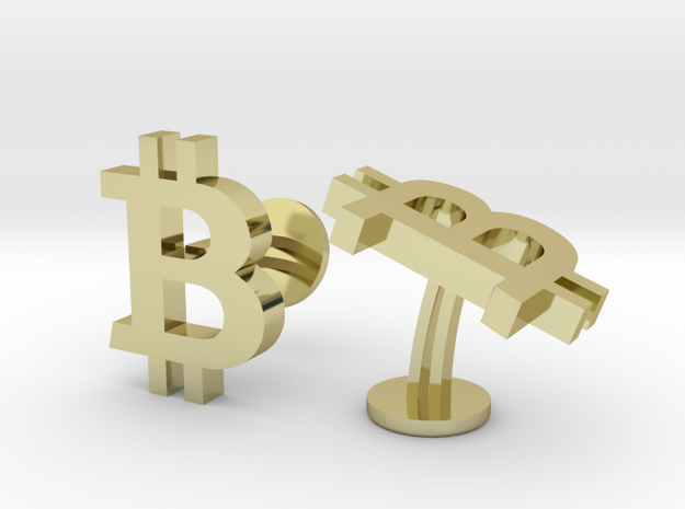 Bitcoin Logo BTC Crypto Currency Cufflinks in 18k Gold Plated Brass