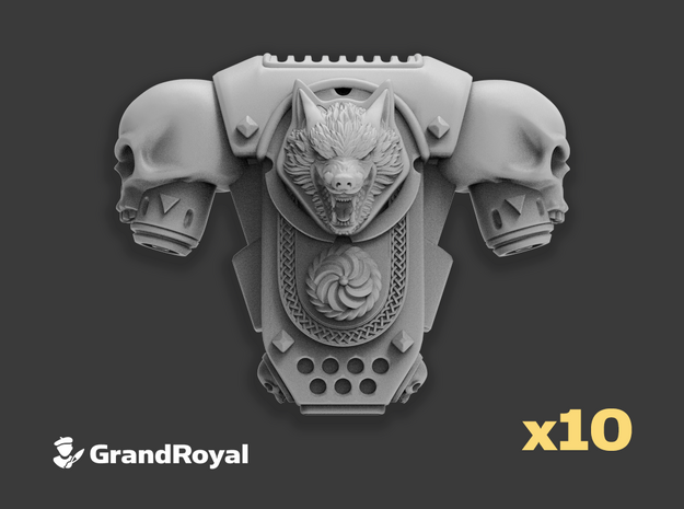 10x Wolf Skull - GR:1a Volkpacks  in Tan Fine Detail Plastic