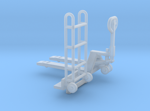 1/87th Pallet Jack and Hand Cart in Smooth Fine Detail Plastic