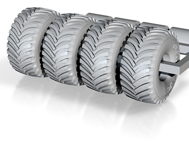 1/64 40_18.5R15 Cut Ground Hawg tires rims x 4 in Tan Fine Detail Plastic